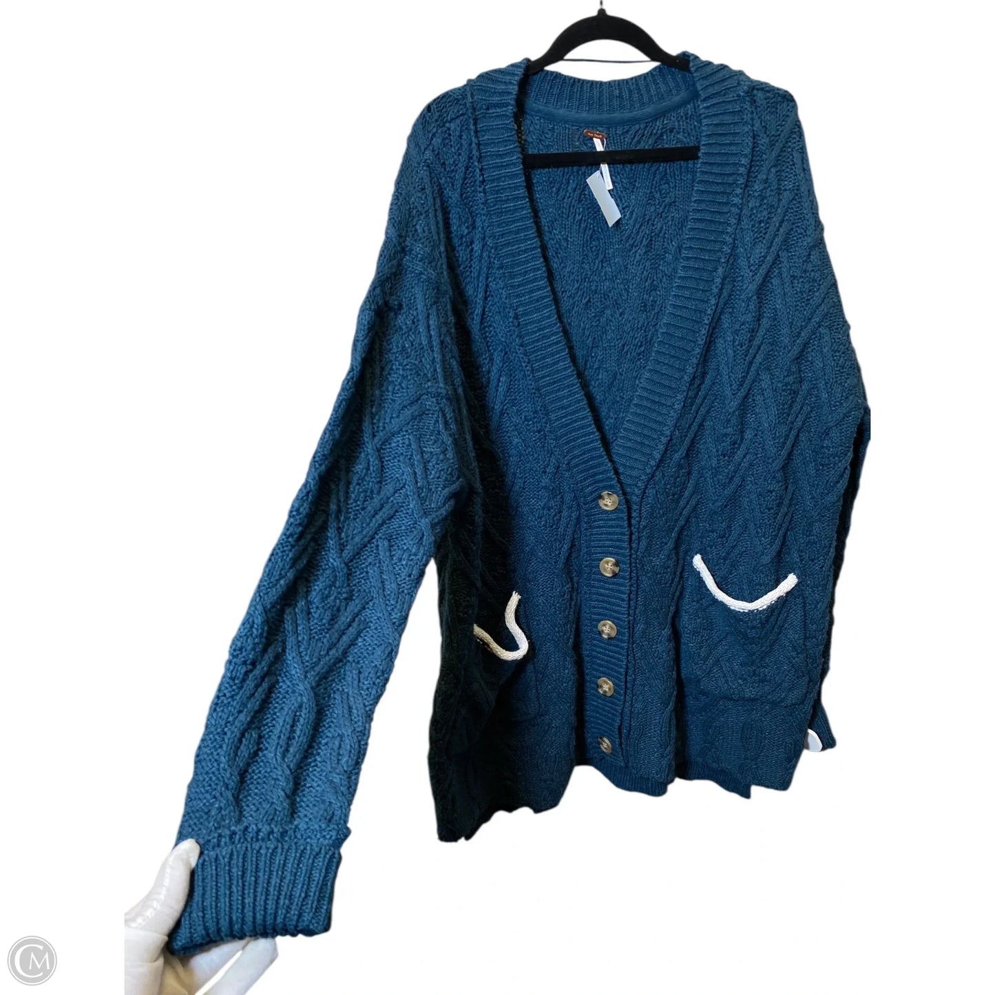Sweater Cardigan By Free People In Aqua, Size: Xl