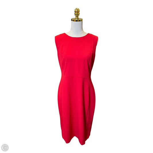 Dress Casual Midi By Calvin Klein In Red, Size: 14