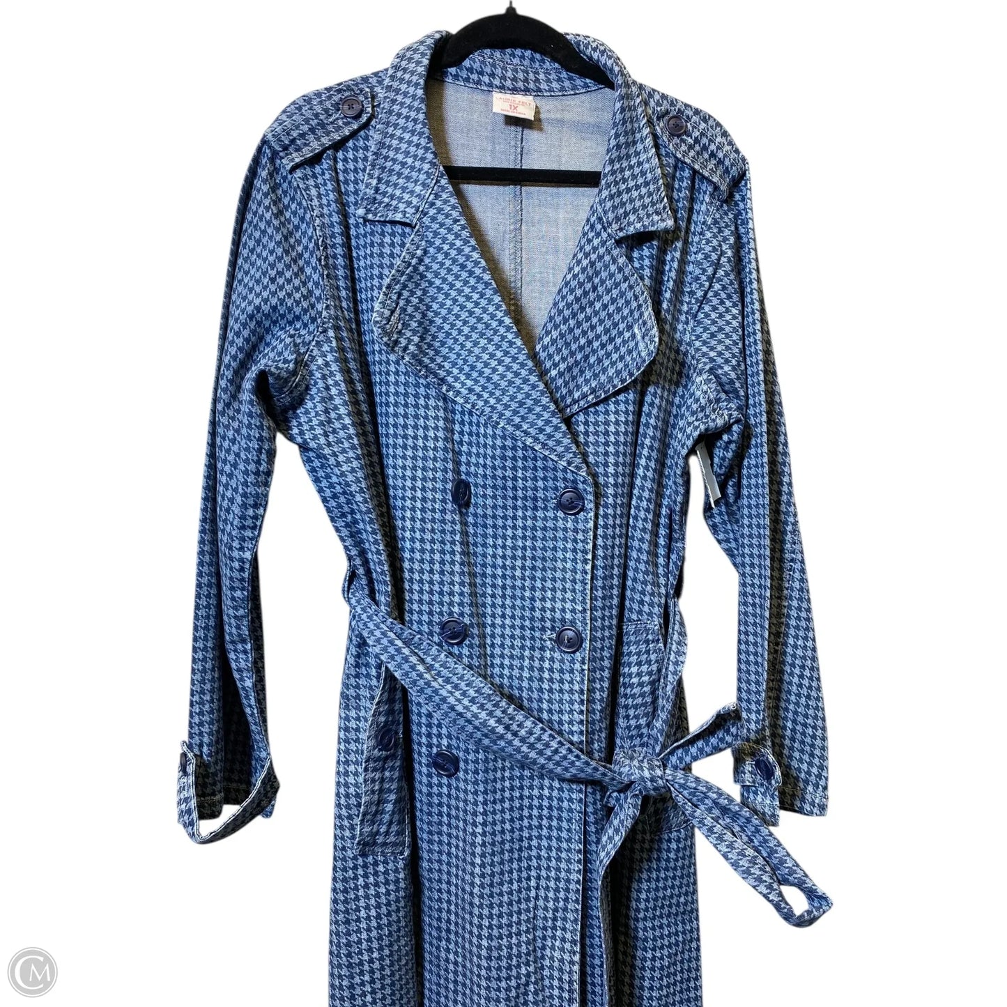 Coat Trench Coat By Laurie Felt In Blue Denim, Size: 1x