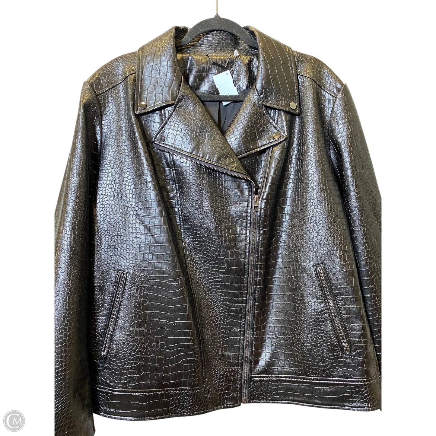 Coat Leather By Chicos In Black, Size: 20