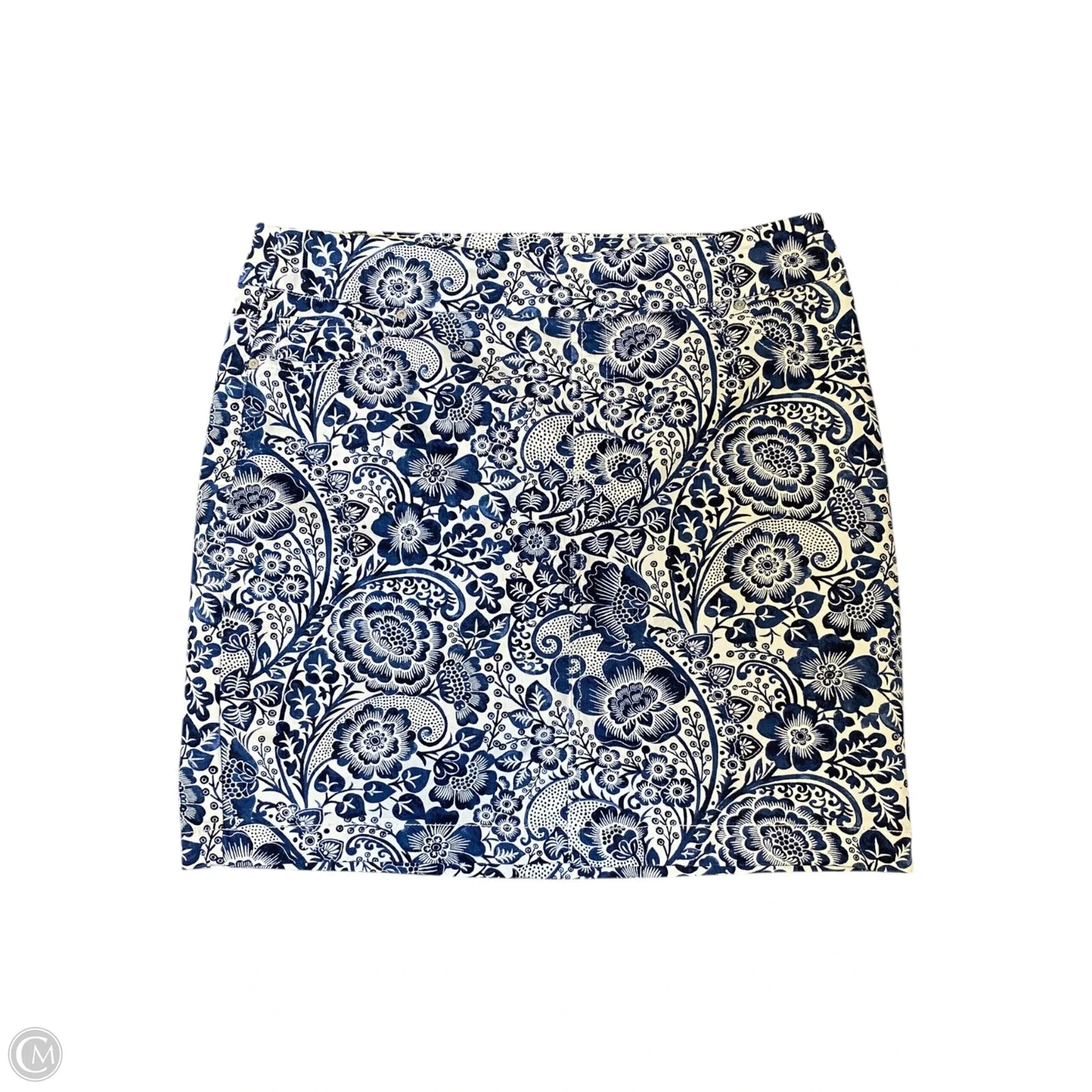Skirt Midi By Chicos In Blue & White, Size: M