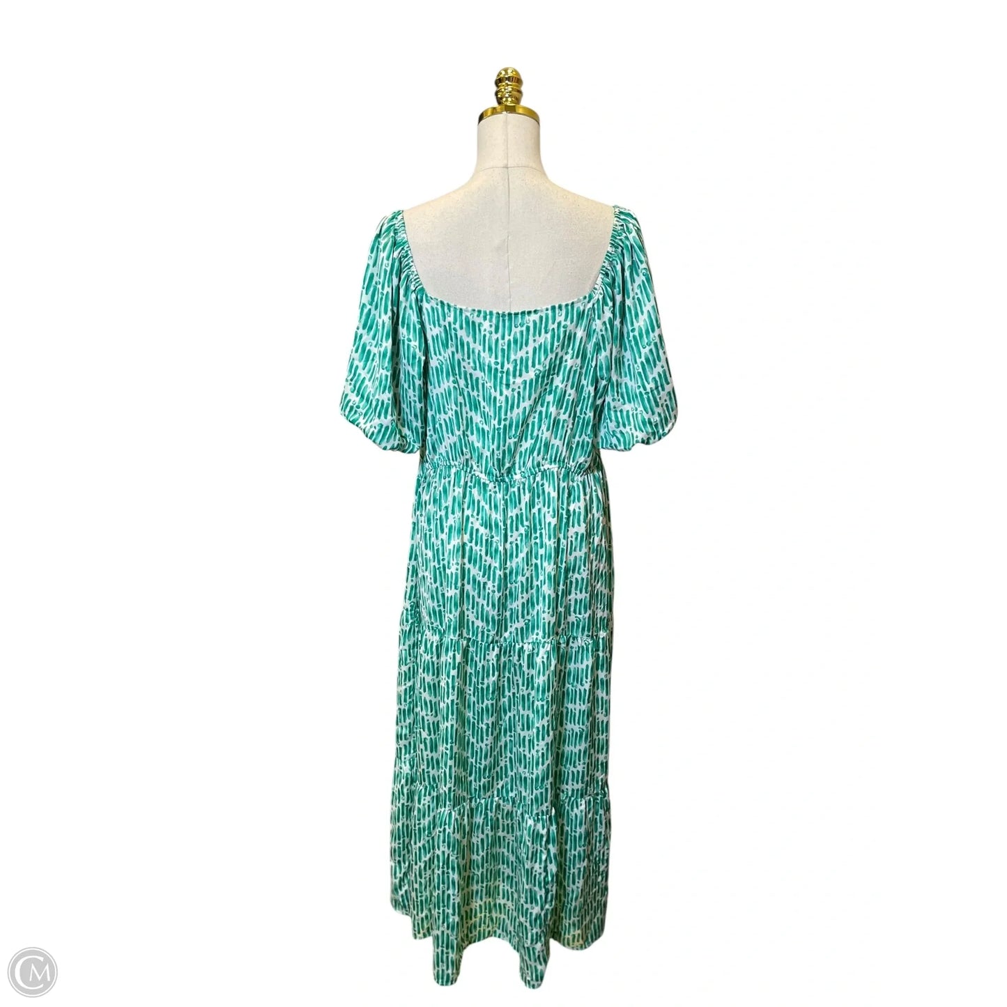 Dress Casual Maxi By Skies Are Blue In Green & White, Size: 1x