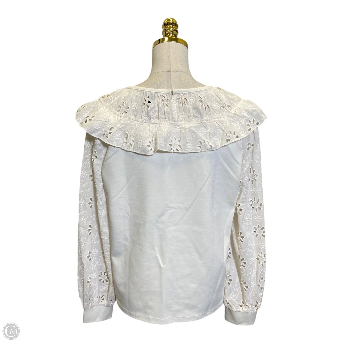 Top Long Sleeve By Ann Taylor In Cream, Size: L