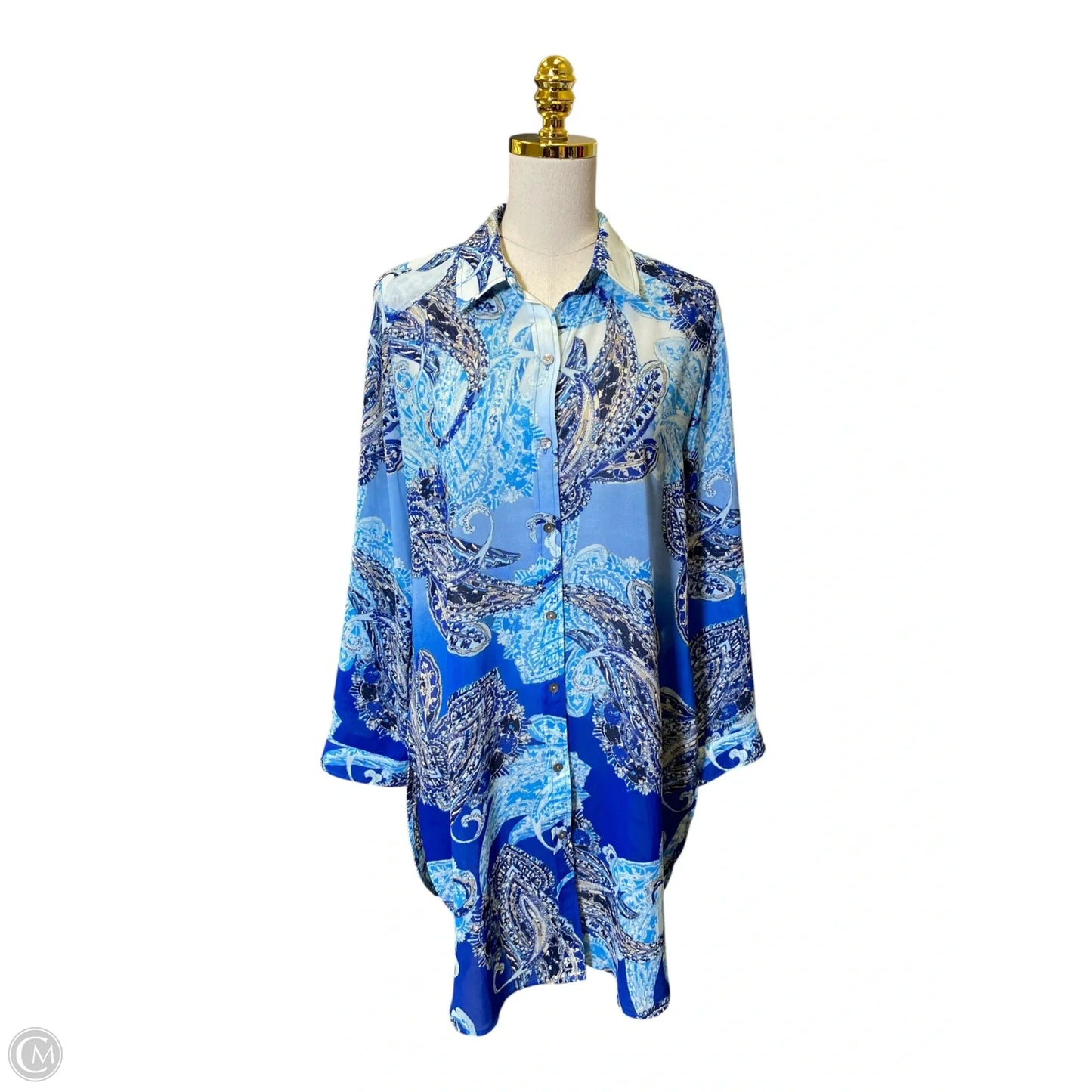 Dress Casual Midi By Chicos In Blue, Size: M