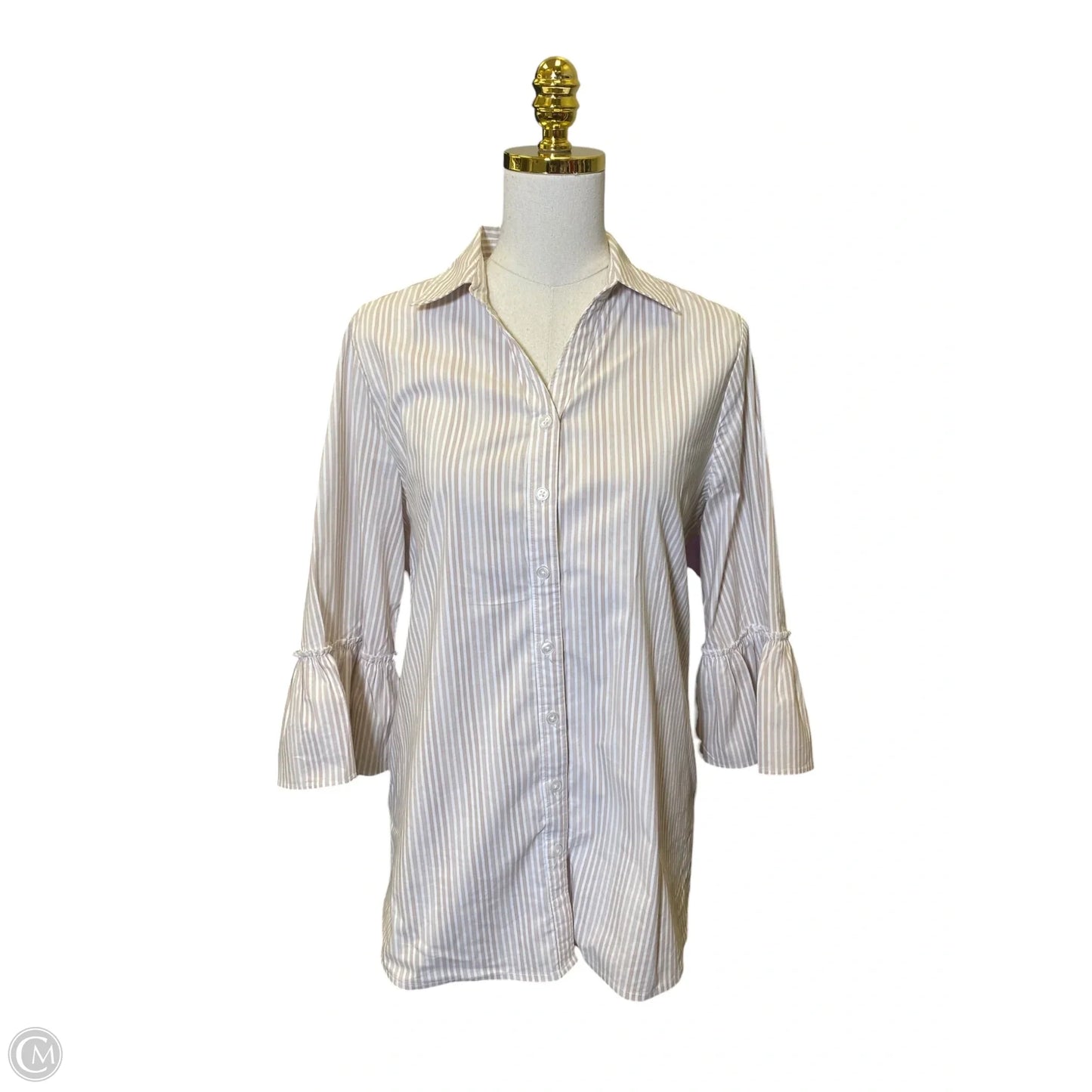 Top Long Sleeve By Chicos In Striped Pattern, Size: M