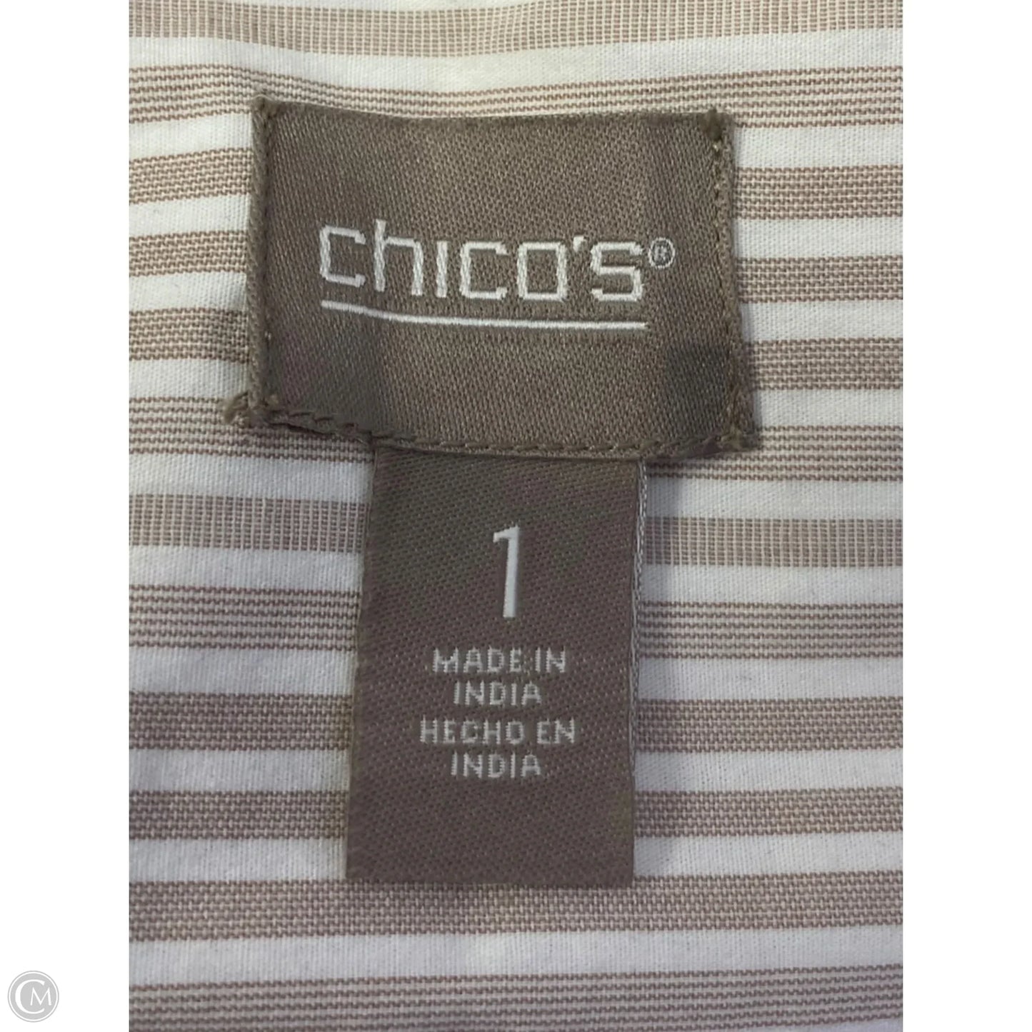 Top Long Sleeve By Chicos In Striped Pattern, Size: M