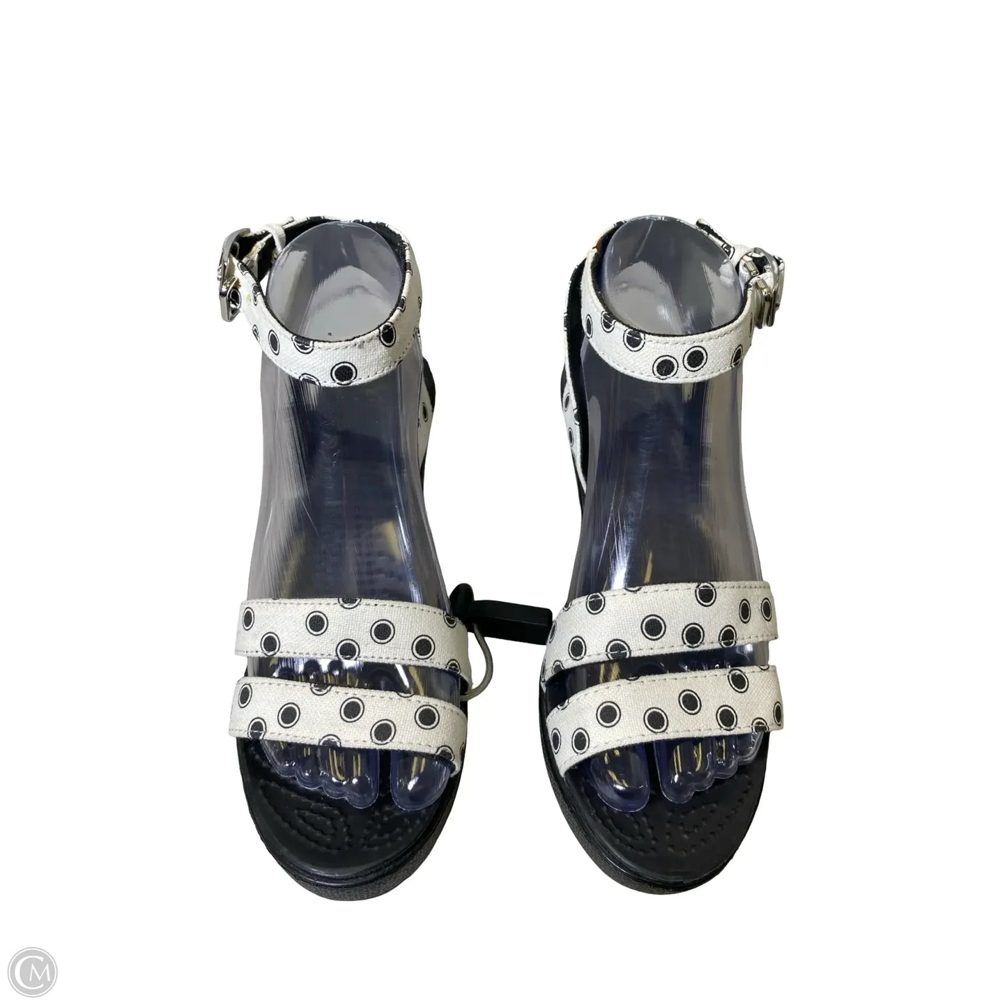 Shoes Heels Platform By Crocs In Black & White, Size: 7