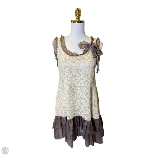 Dress Casual Midi By Areve In Brown & Cream, Size: M