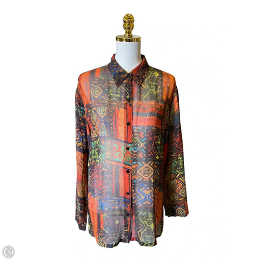 Top Long Sleeve By Chicos In Multi-colored, Size: L