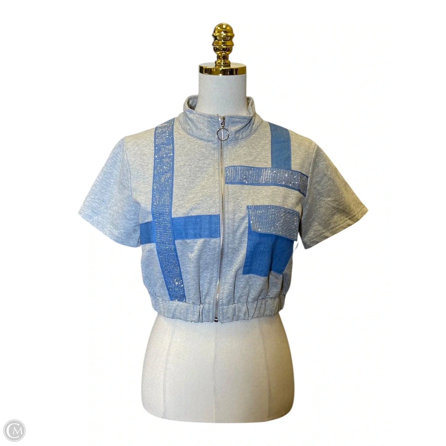 Top Short Sleeve By Clothes Mentor In Blue & Grey, Size: S