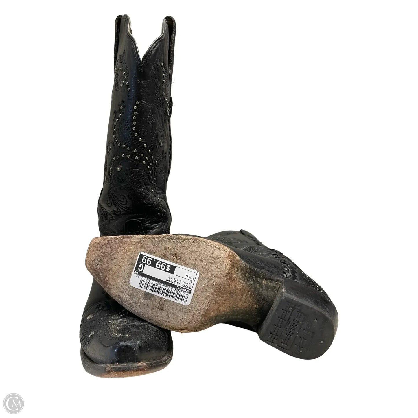 Boots Western By Corral In Black & Silver, Size: 6