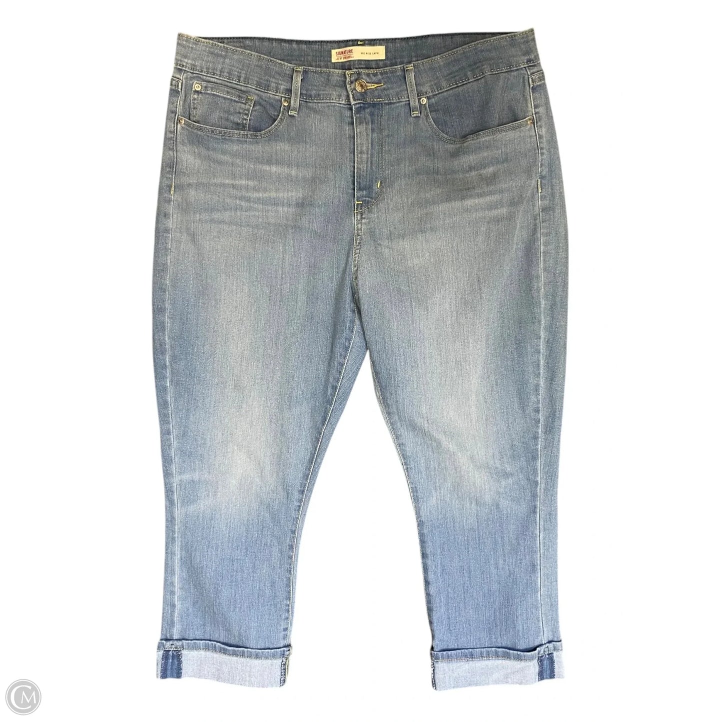 Jeans Cropped By Levis In Blue Denim, Size: 16
