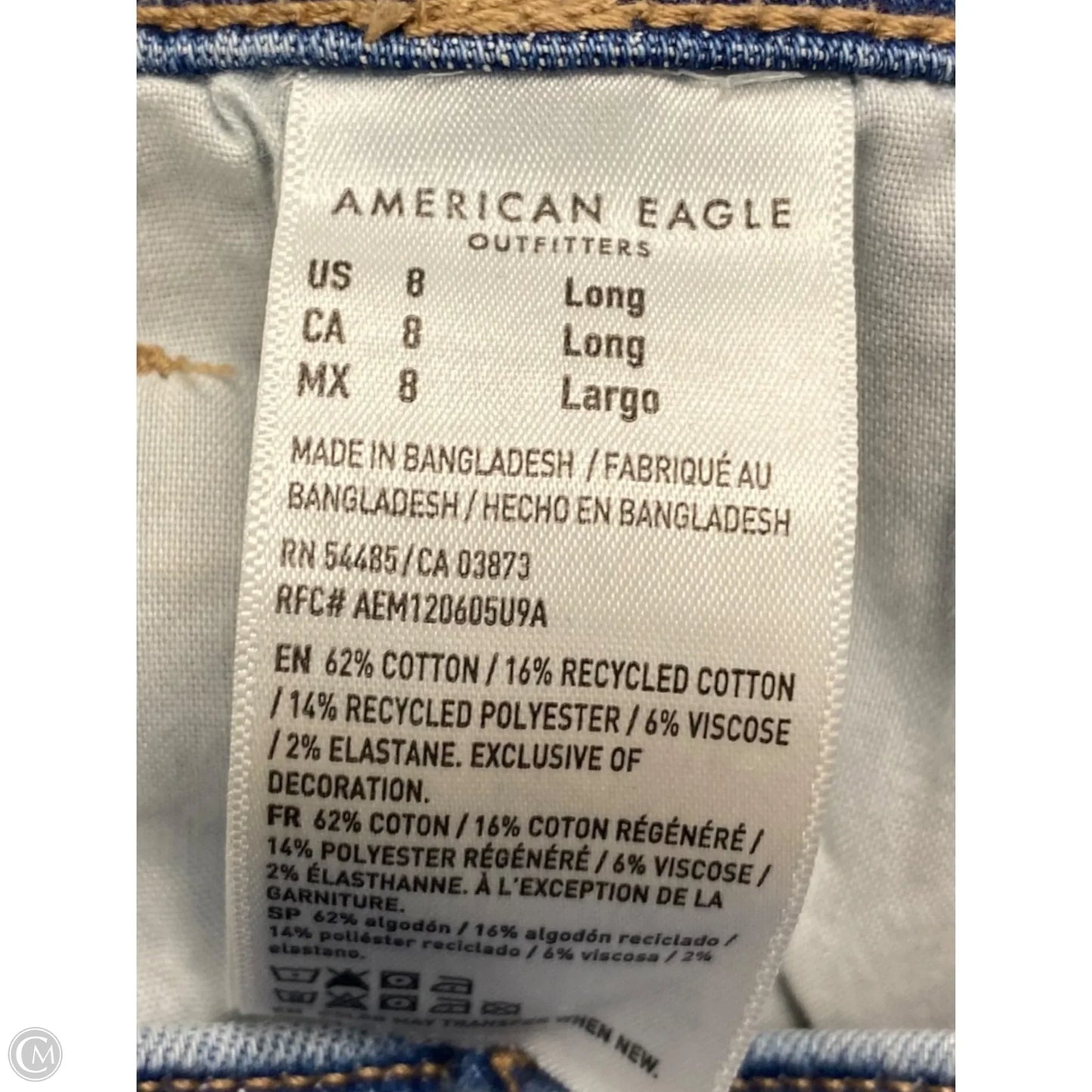 Jeans Boot Cut By American Eagle In Blue Denim, Size: 8