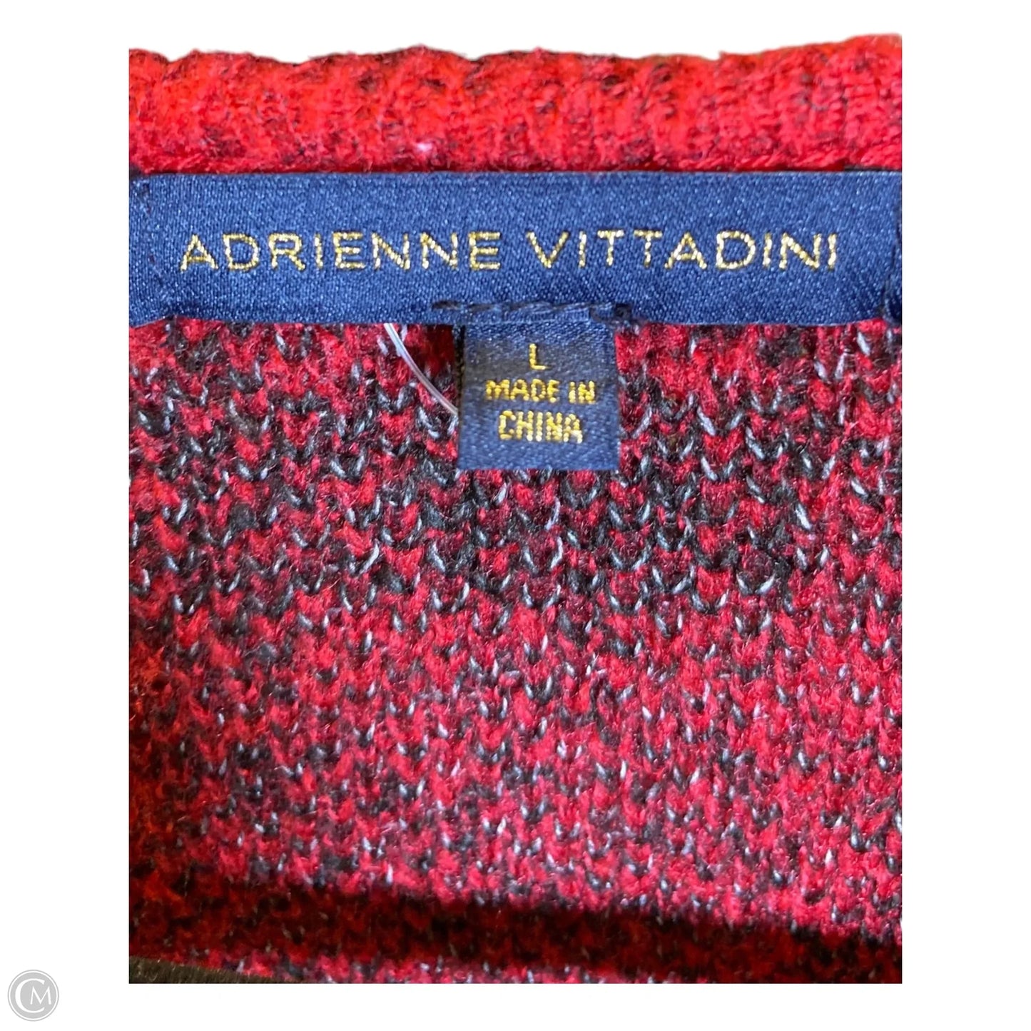 Cardigan By Adrienne Vittadini In Black & Red, Size: L