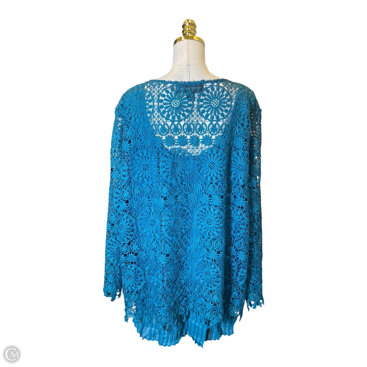 Top Long Sleeve By Colleen Lopez In Teal, Size: 3x