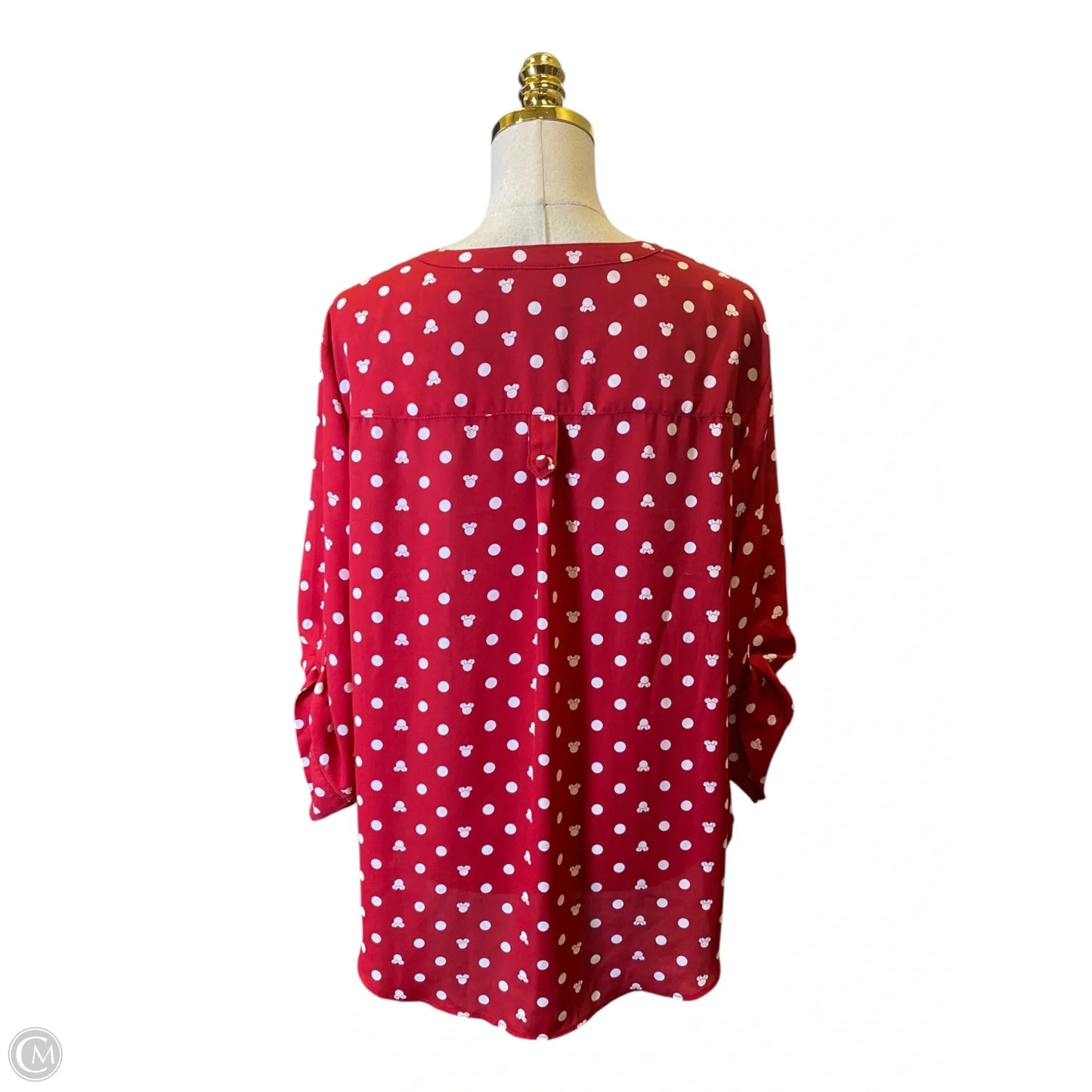 Top 3/4 Sleeve By Disney In Red & White, Size: 1x