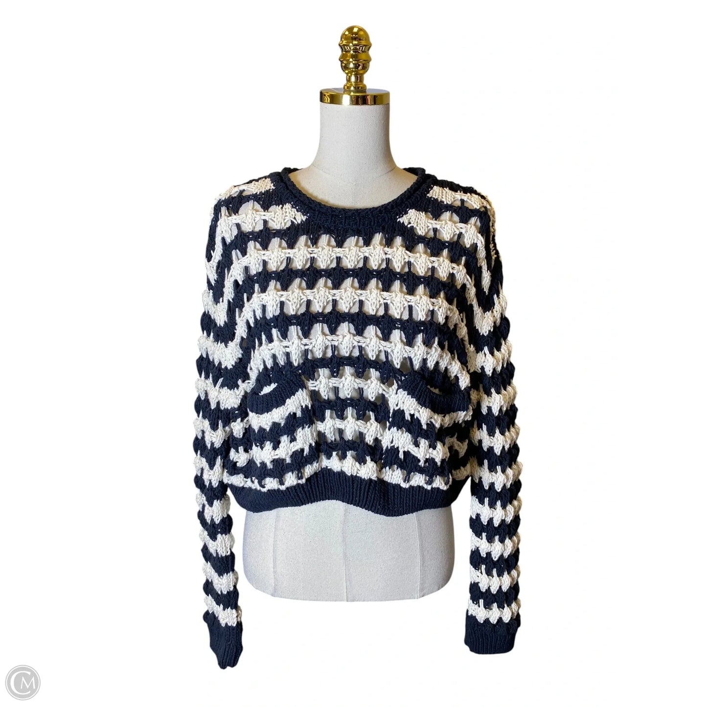Sweater By Zara In Blue & Cream, Size: S