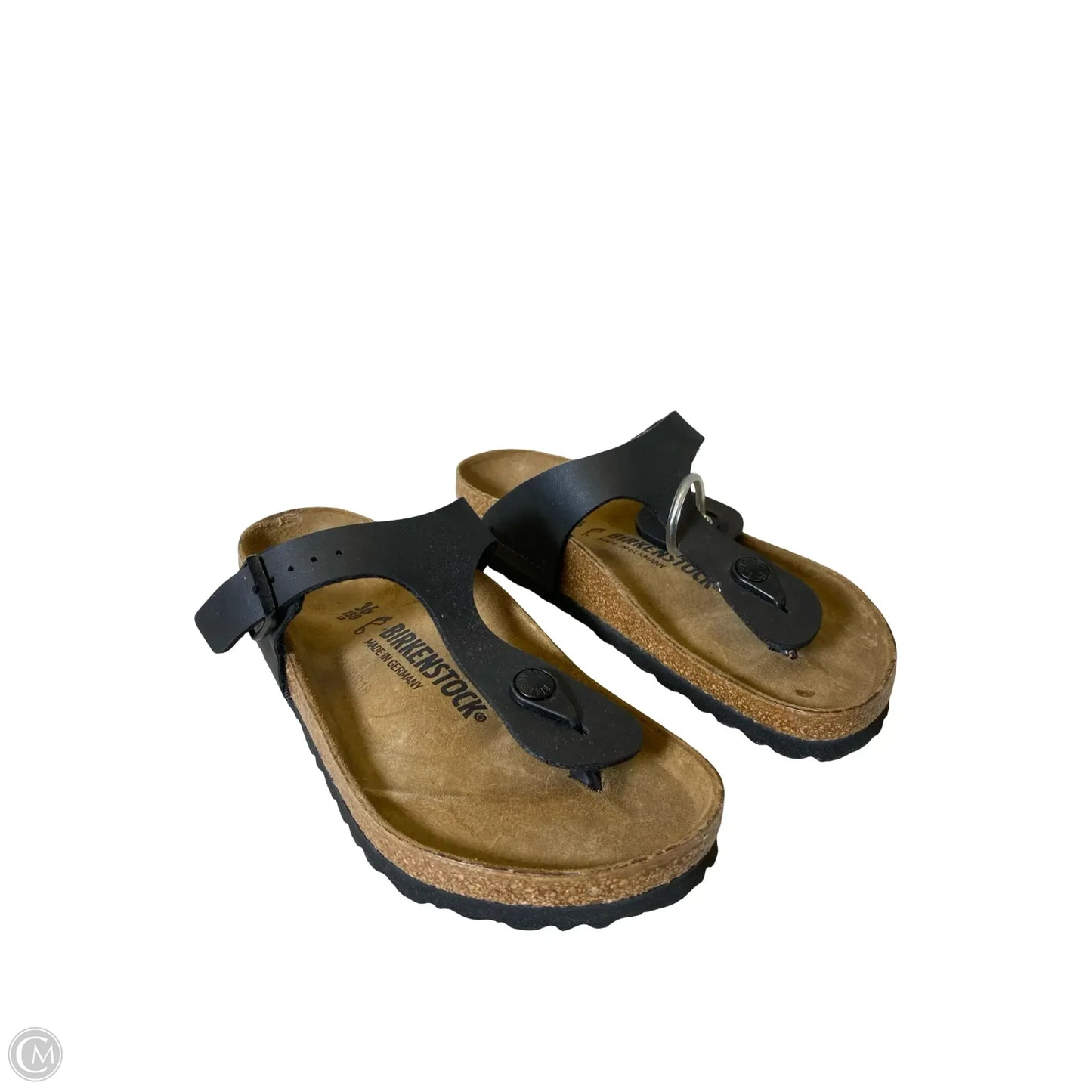 Sandals Flats By Birkenstock In Black & Brown, Size: 5