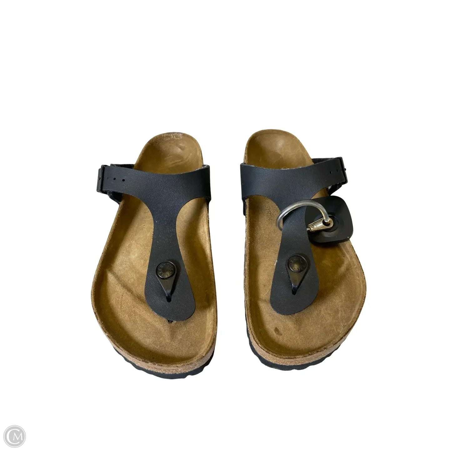 Sandals Flats By Birkenstock In Black & Brown, Size: 5