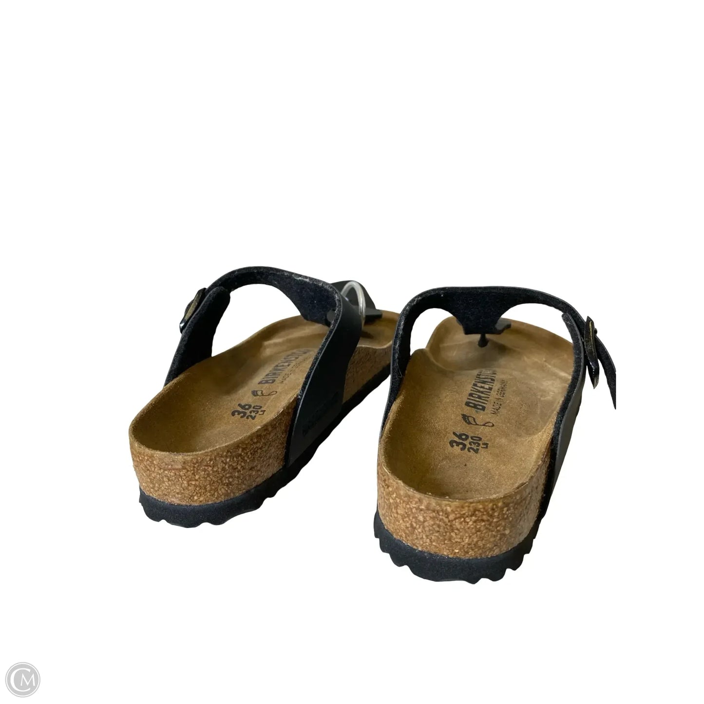 Sandals Flats By Birkenstock In Black & Brown, Size: 5