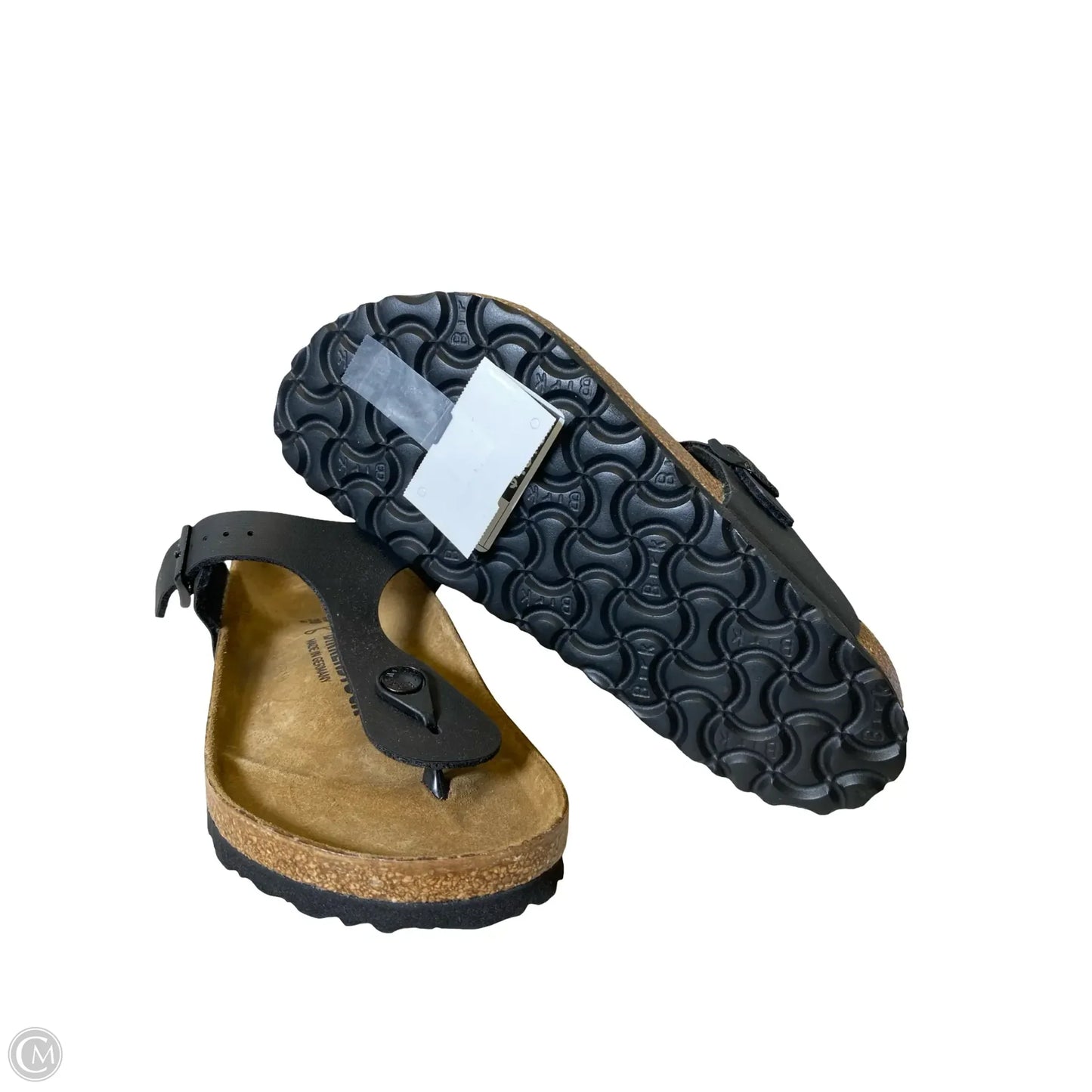 Sandals Flats By Birkenstock In Black & Brown, Size: 5