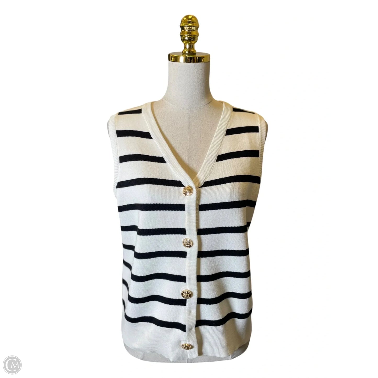 Vest Other By Clothes Mentor In Black & Cream, Size: L