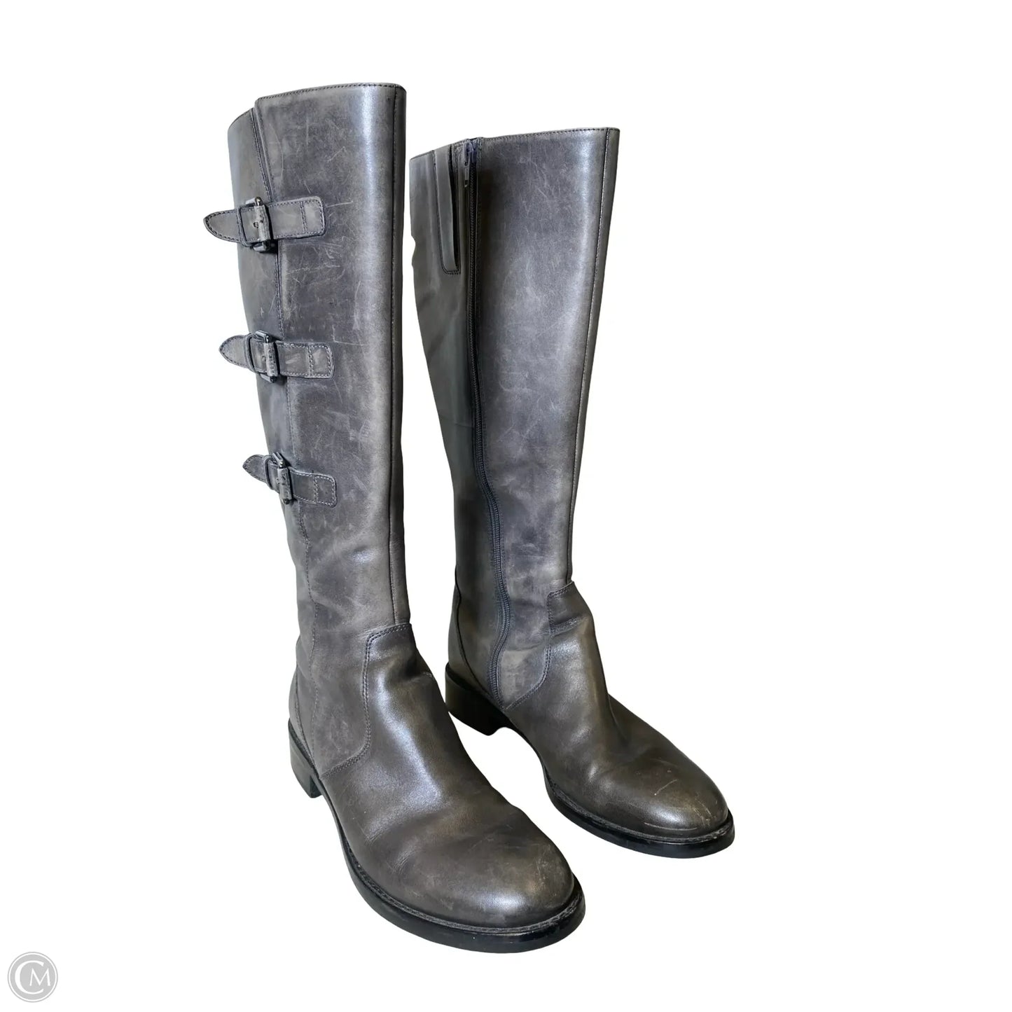 Boots Knee Flats By Ecco In Grey, Size: 10.5