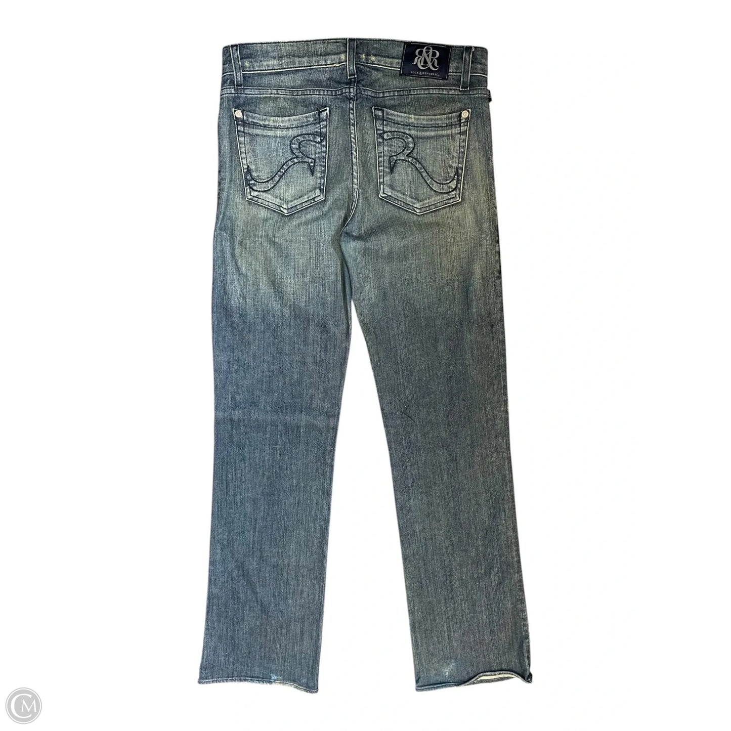 Jeans Straight By Rock And Republic In Blue Denim, Size: 12