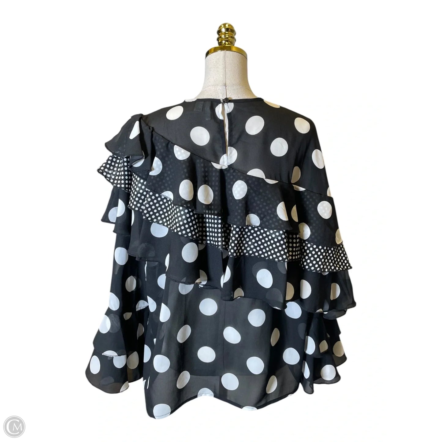 Top Long Sleeve By Cato In Black & White, Size: Xl