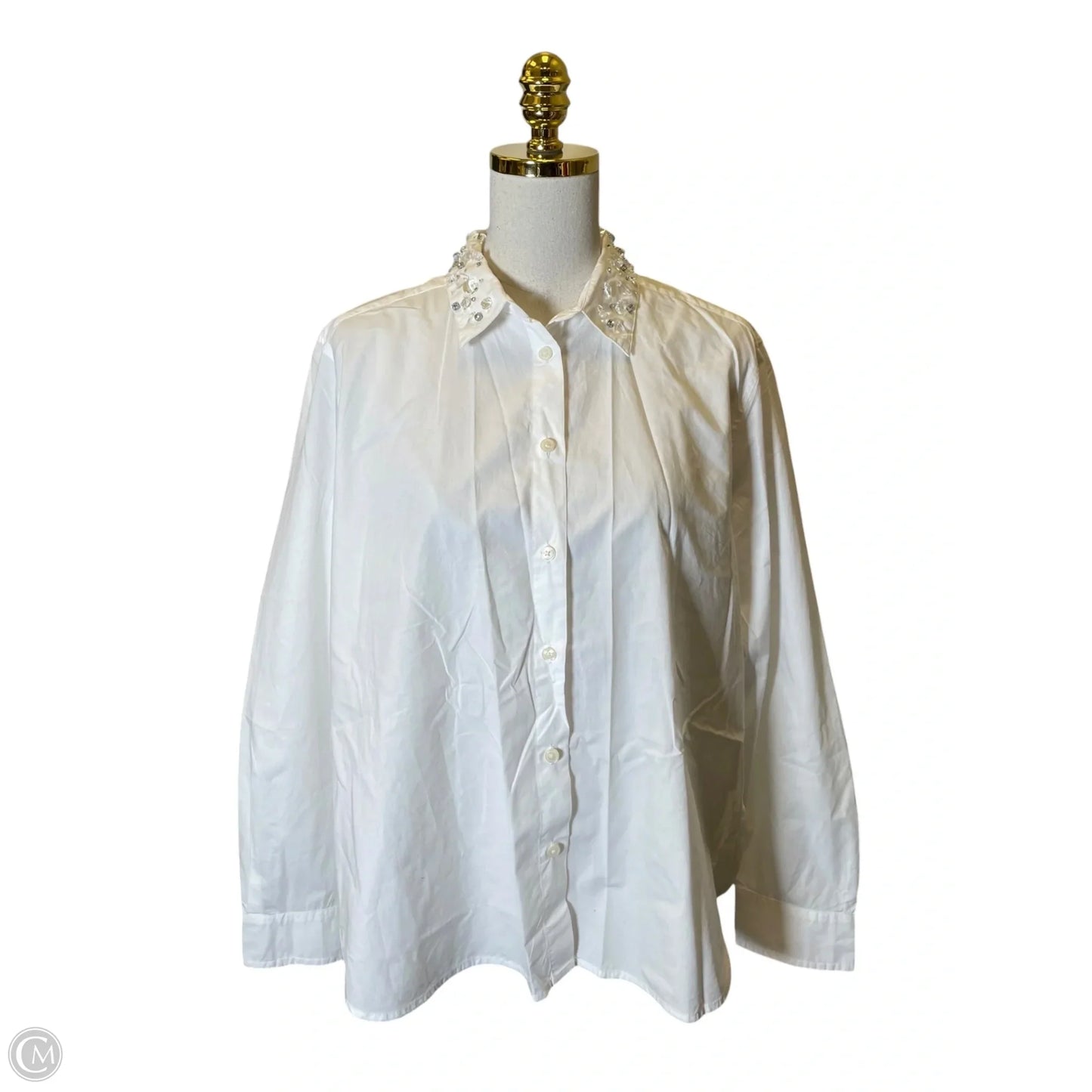 Top Long Sleeve By Loft In White, Size: L