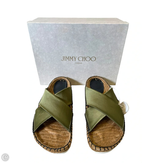Sandals Luxury Designer By Jimmy Choo In Green, Size: 9