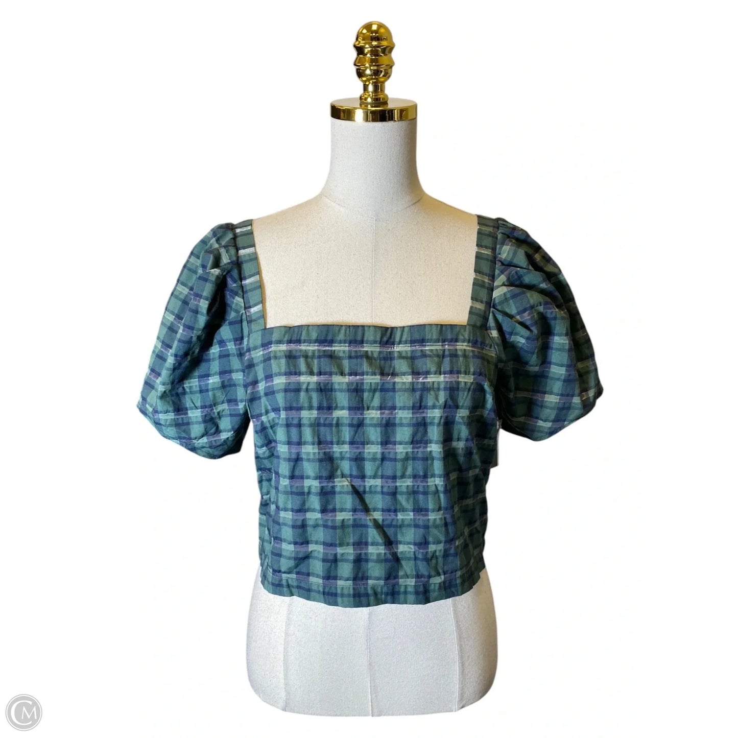Top Short Sleeve By Madewell In Plaid Pattern, Size: M