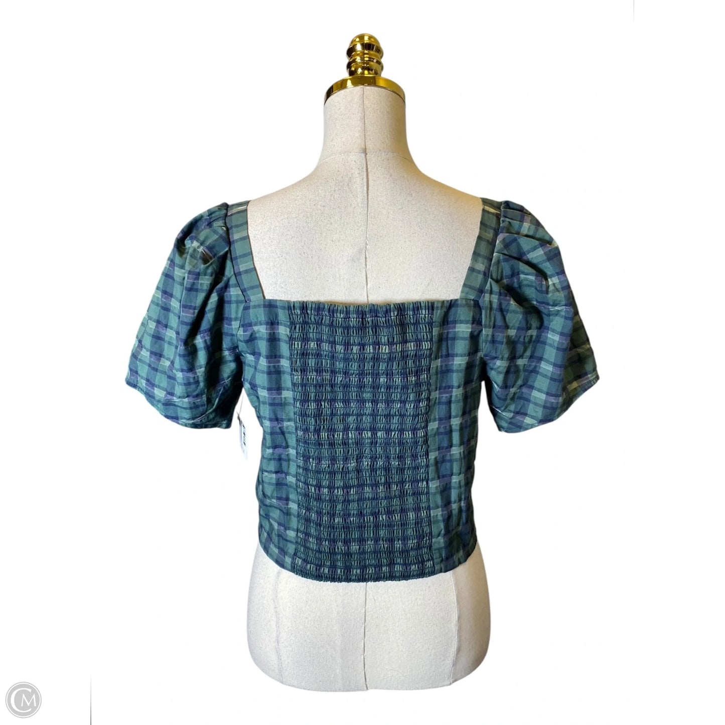 Top Short Sleeve By Madewell In Plaid Pattern, Size: M