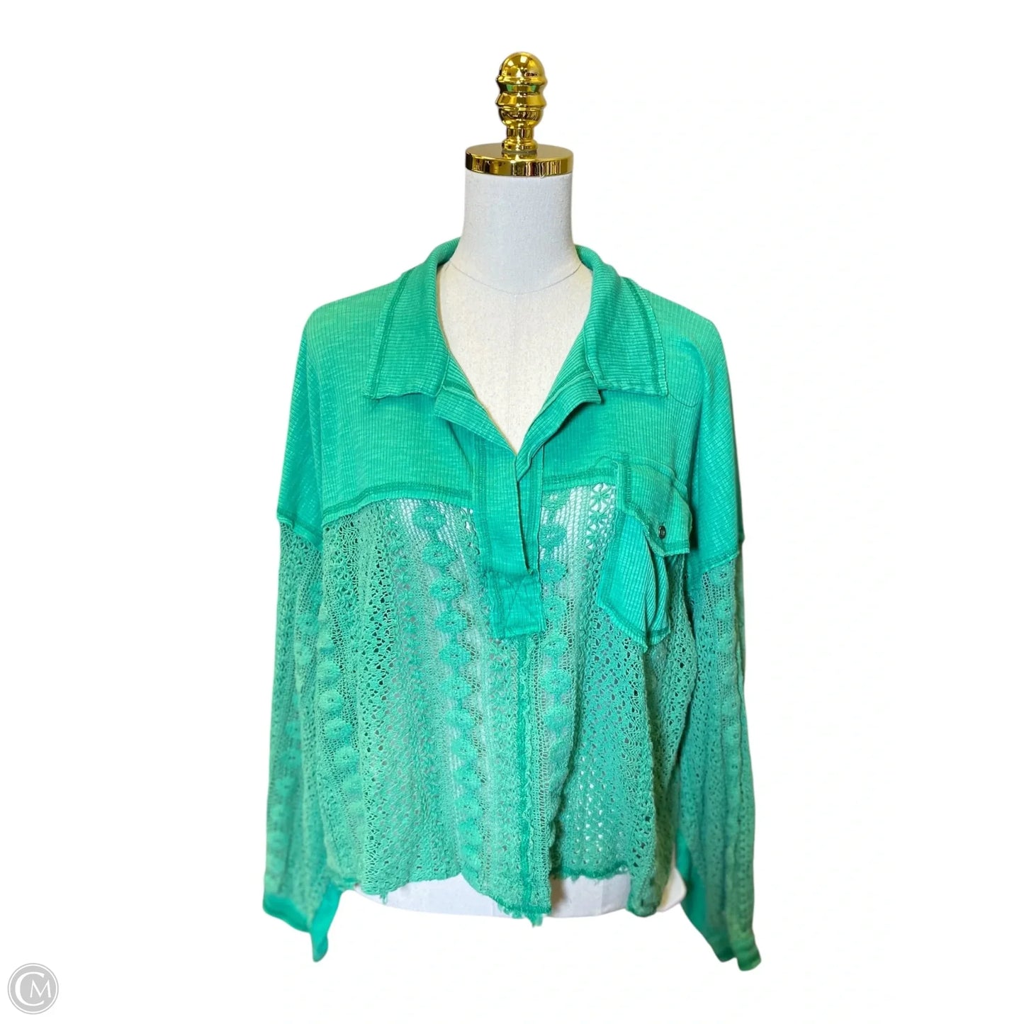 Top Long Sleeve By Pol In Green, Size: L