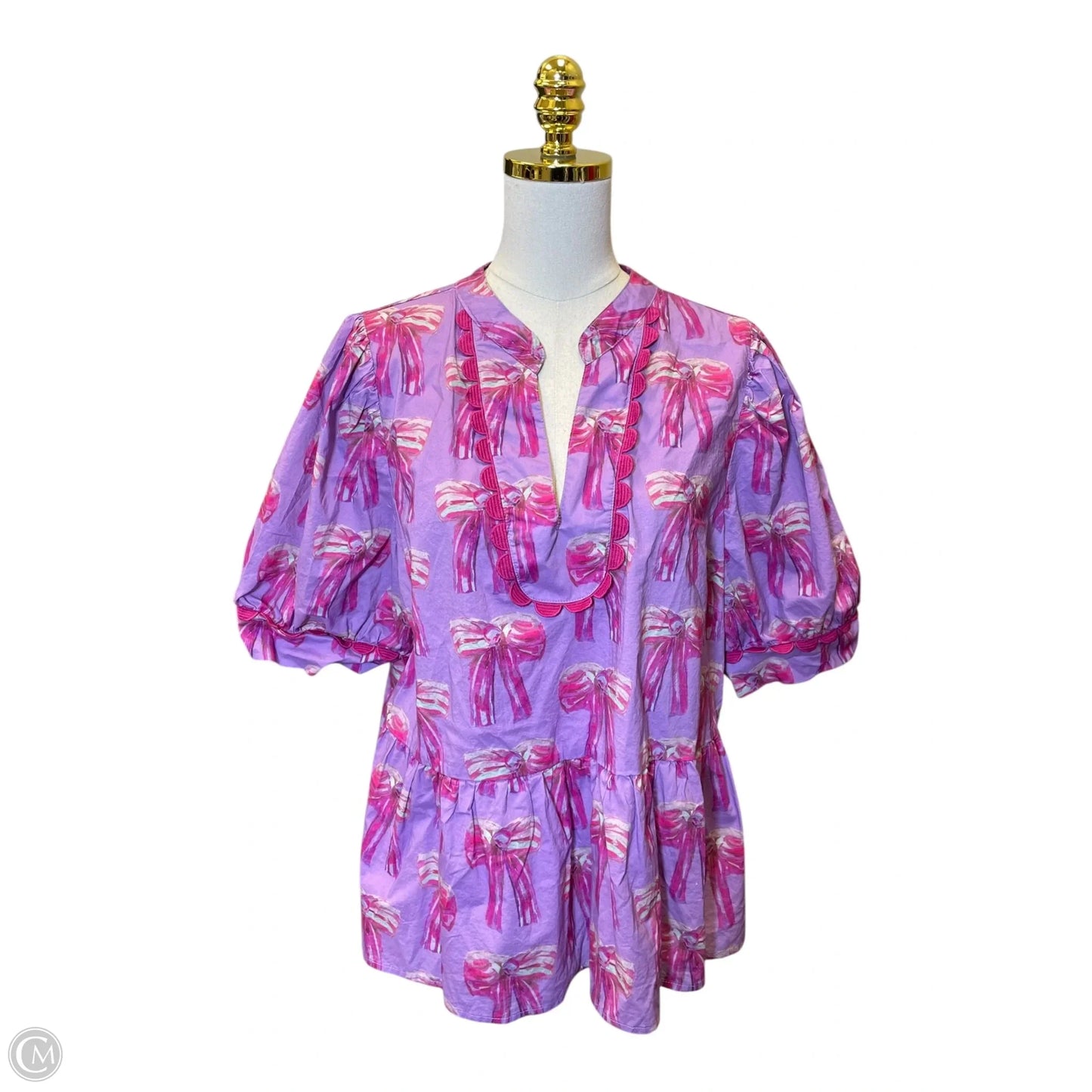 Top Short Sleeve By Entro In Pink & Purple, Size: 2x