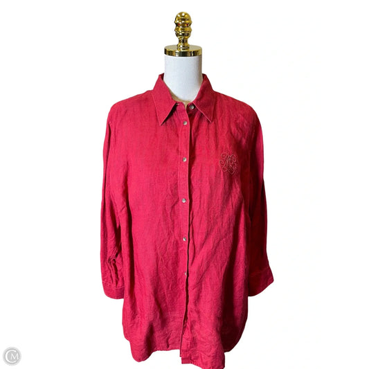Top Long Sleeve By Lauren By Ralph Lauren In Red, Size: 1x