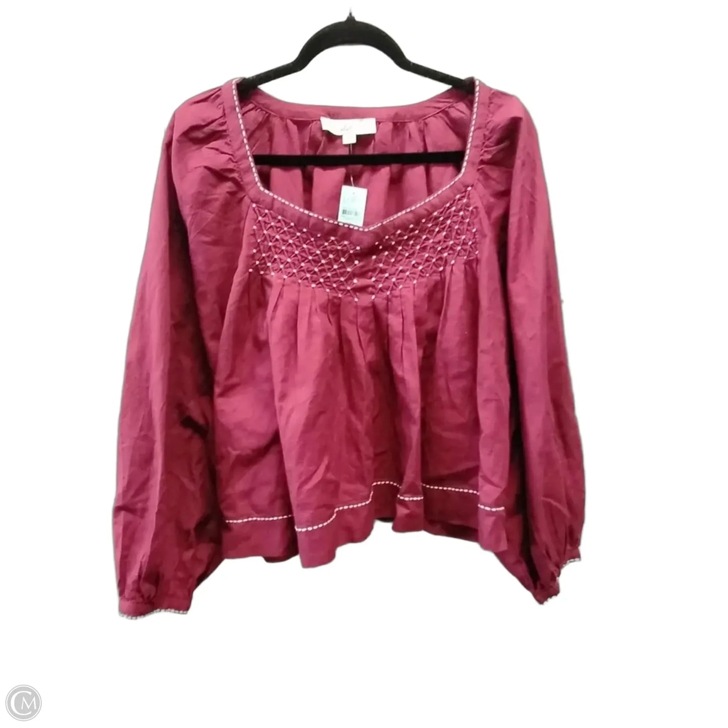 Blouse Long Sleeve By Loft In Purple, Size: Xxl