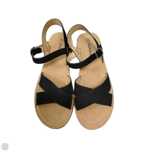 Sandals Flats By Soda In Black & Tan, Size: 10