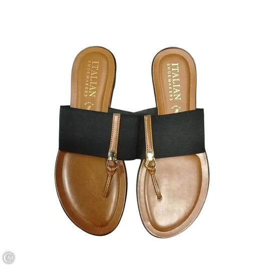 Sandals Flip Flops By Italian Shoemakers In Black, Size: 10