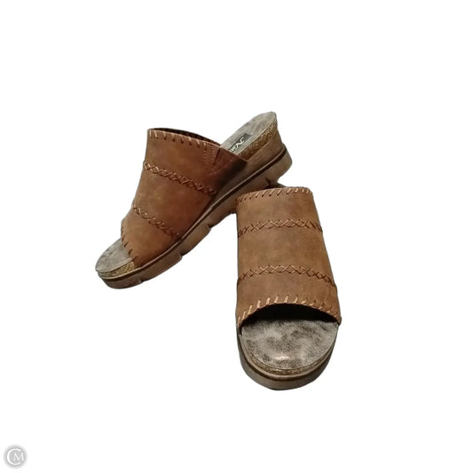 Sandals Heels Wedge By Natural Reflections In Black & Cream, Size: 9