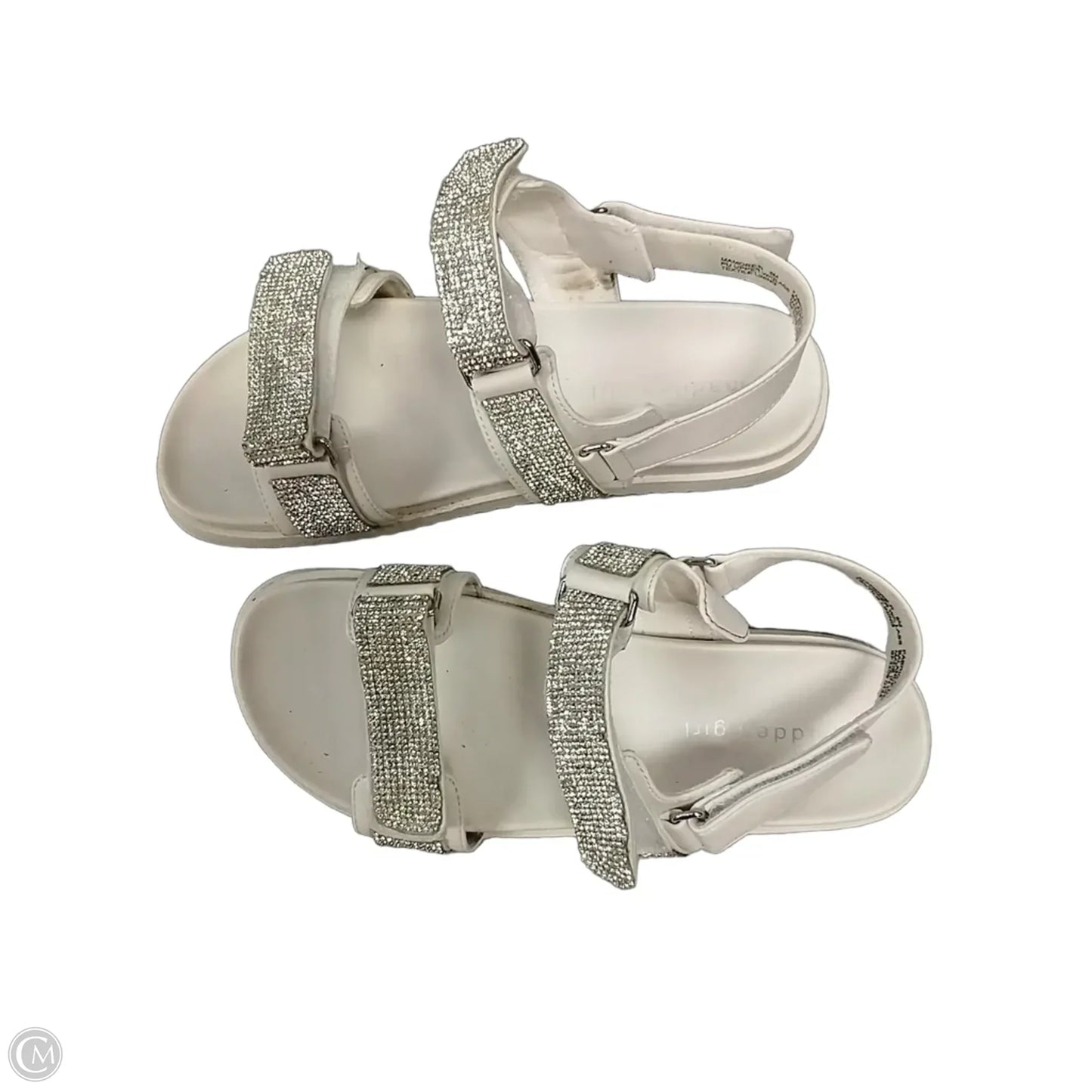 Sandals Flats By Madden Girl In Silver & White, Size: 5