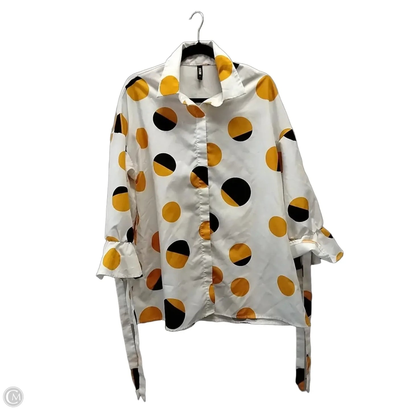 Blouse Long Sleeve By Clothes Mentor In Polkadot Pattern, Size: L