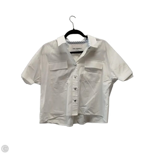 Top Short Sleeve Designer By Karl Lagerfeld In White, Size: M