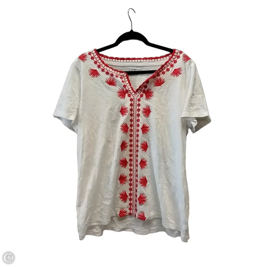 Top Short Sleeve By Talbots In Orange & White, Size: Xl