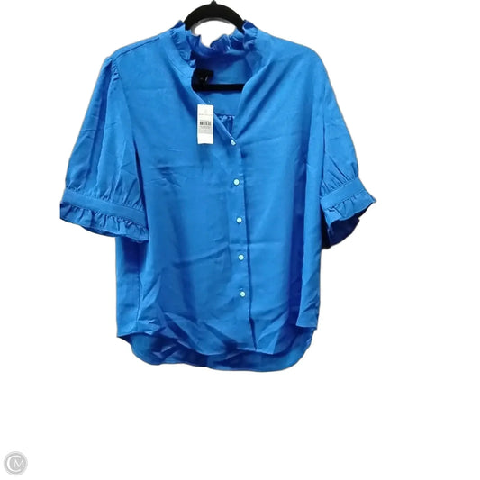 Blouse Short Sleeve By Ann Taylor In Blue, Size: L