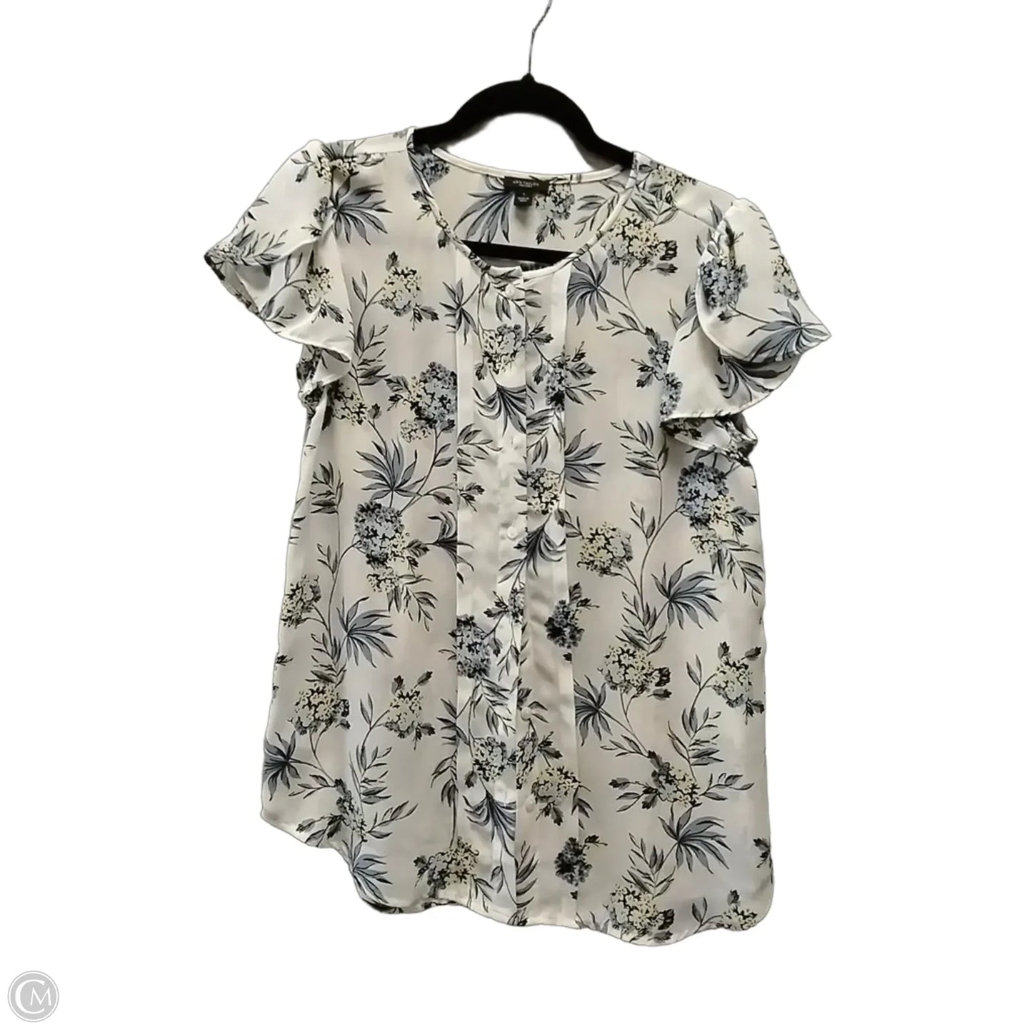 Blouse Short Sleeve By Ann Taylor In Floral Print, Size: S