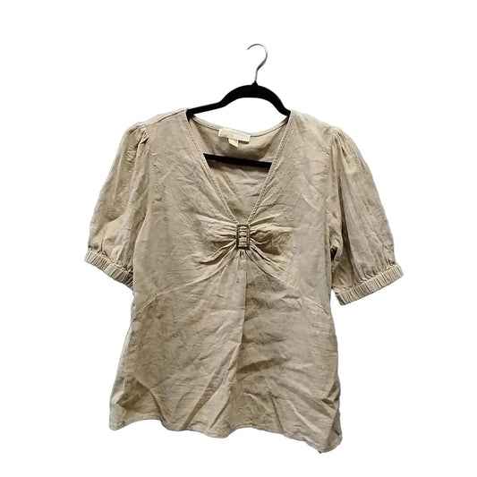Blouse Short Sleeve By Michael By Michael Kors In Tan, Size: L