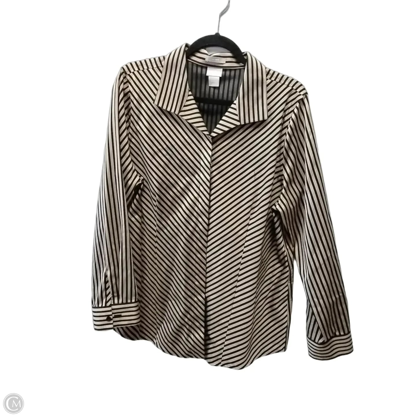 Top Long Sleeve By Chicos In Striped Pattern, Size: L