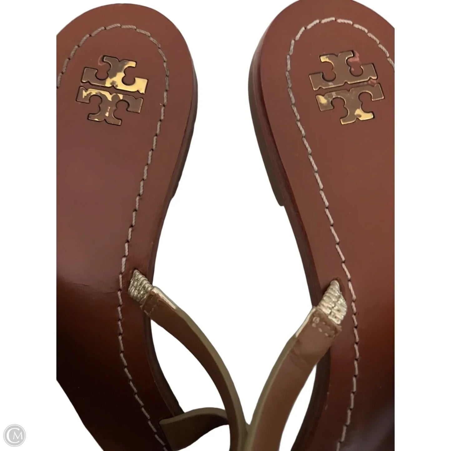 Sandals Designer By Tory Burch In Brown & Gold, Size: 8