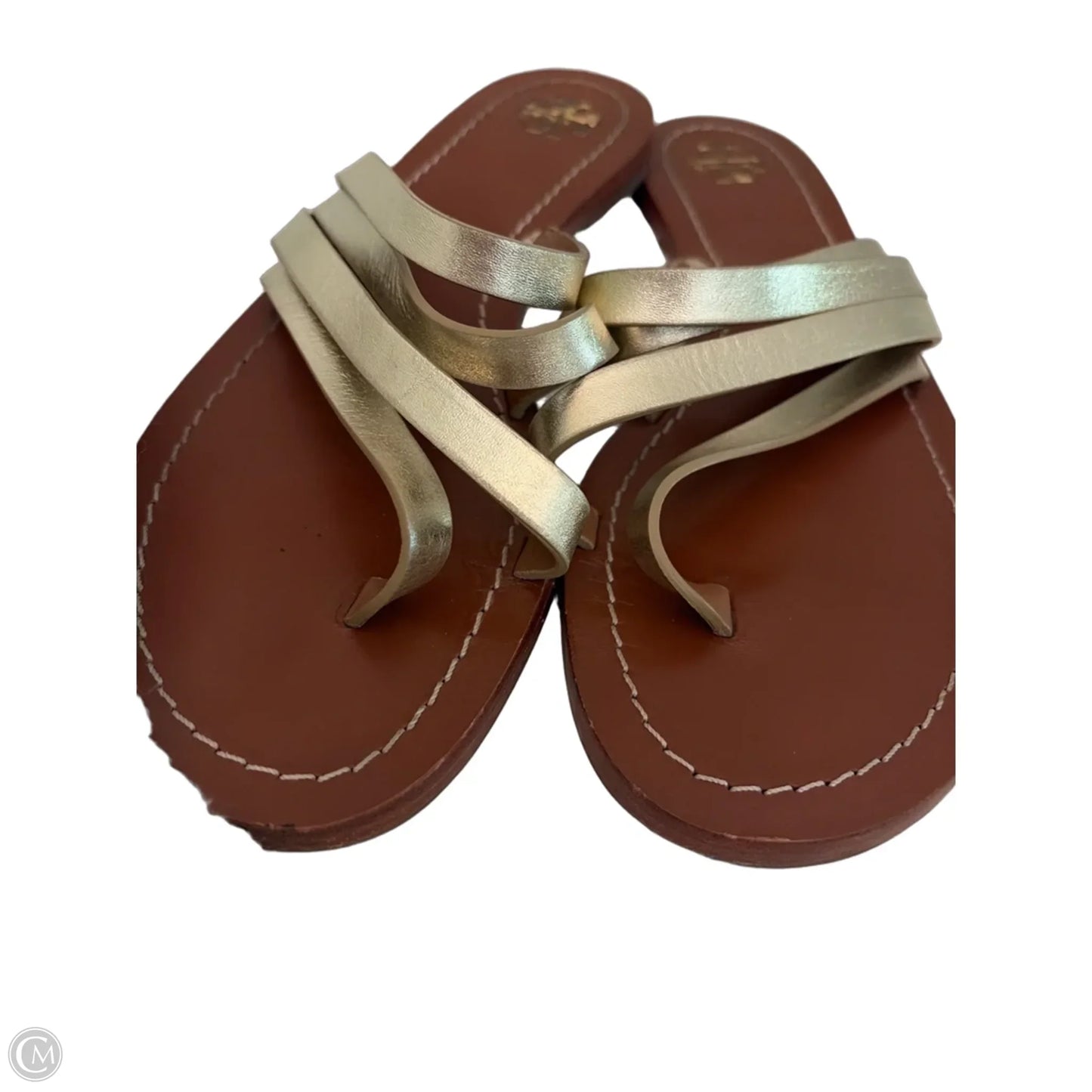 Sandals Designer By Tory Burch In Brown & Gold, Size: 8